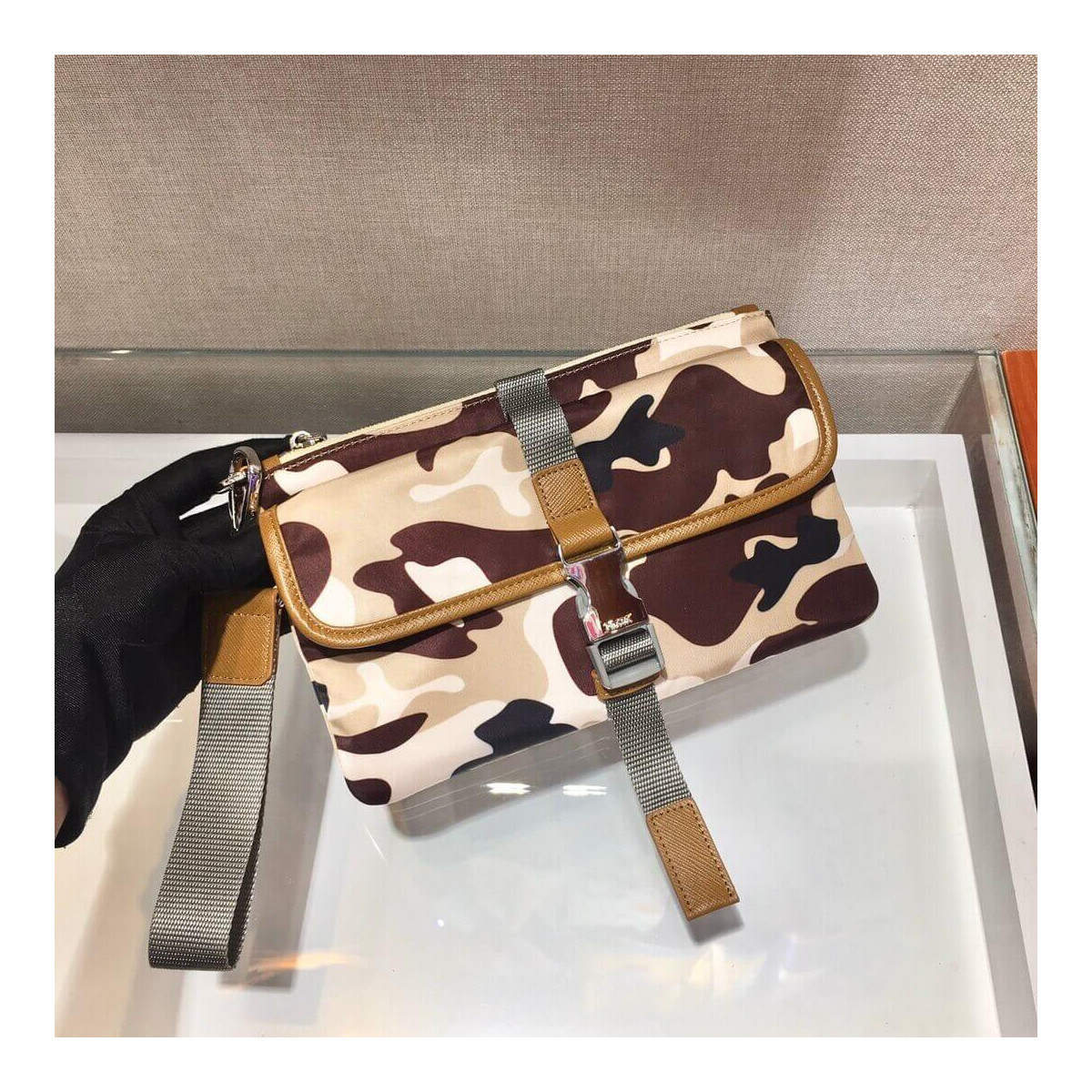 Prada Nylon Clutch Camouflage Print 2VH011