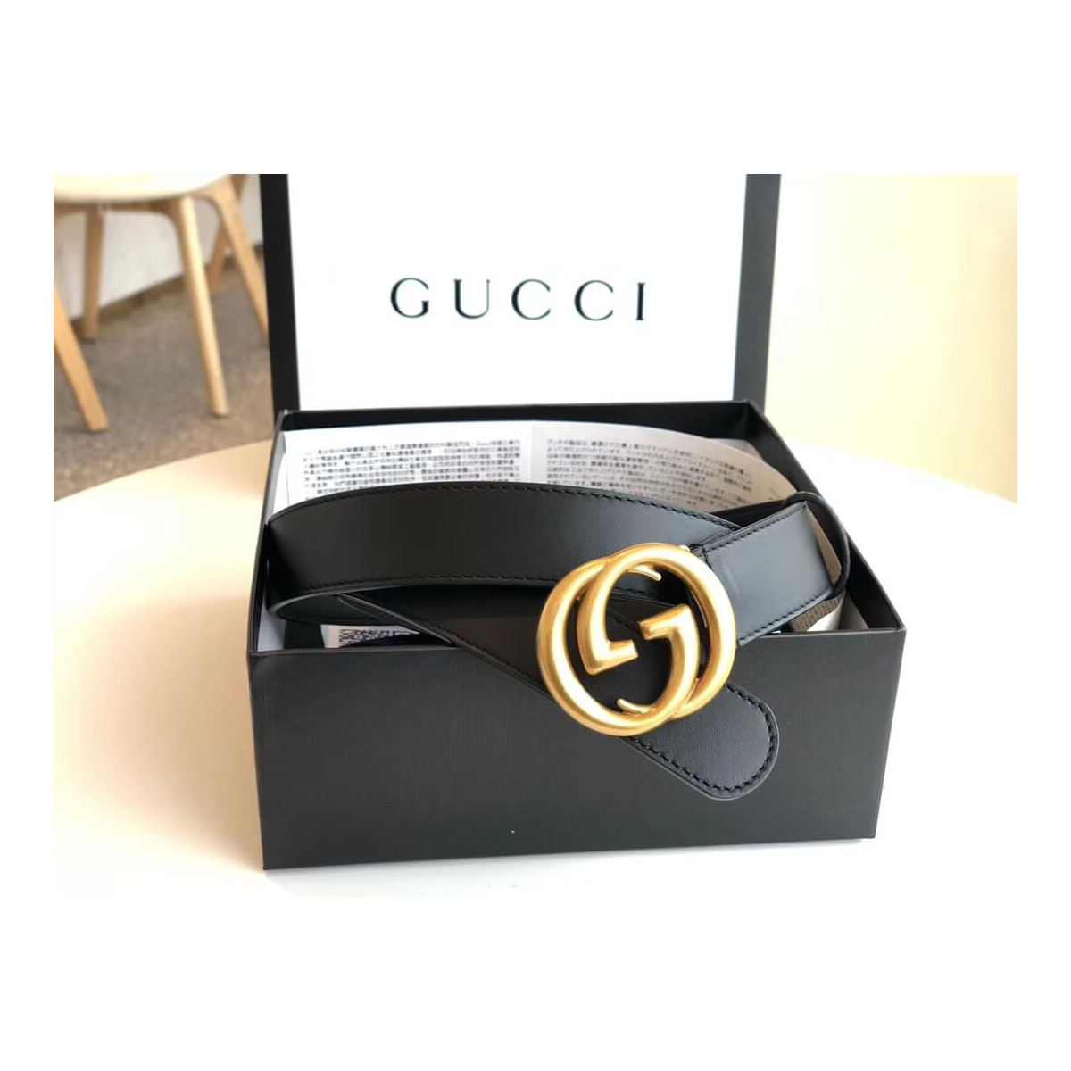 Gucci 30mm Leather Belt With Double G Buckle 414516