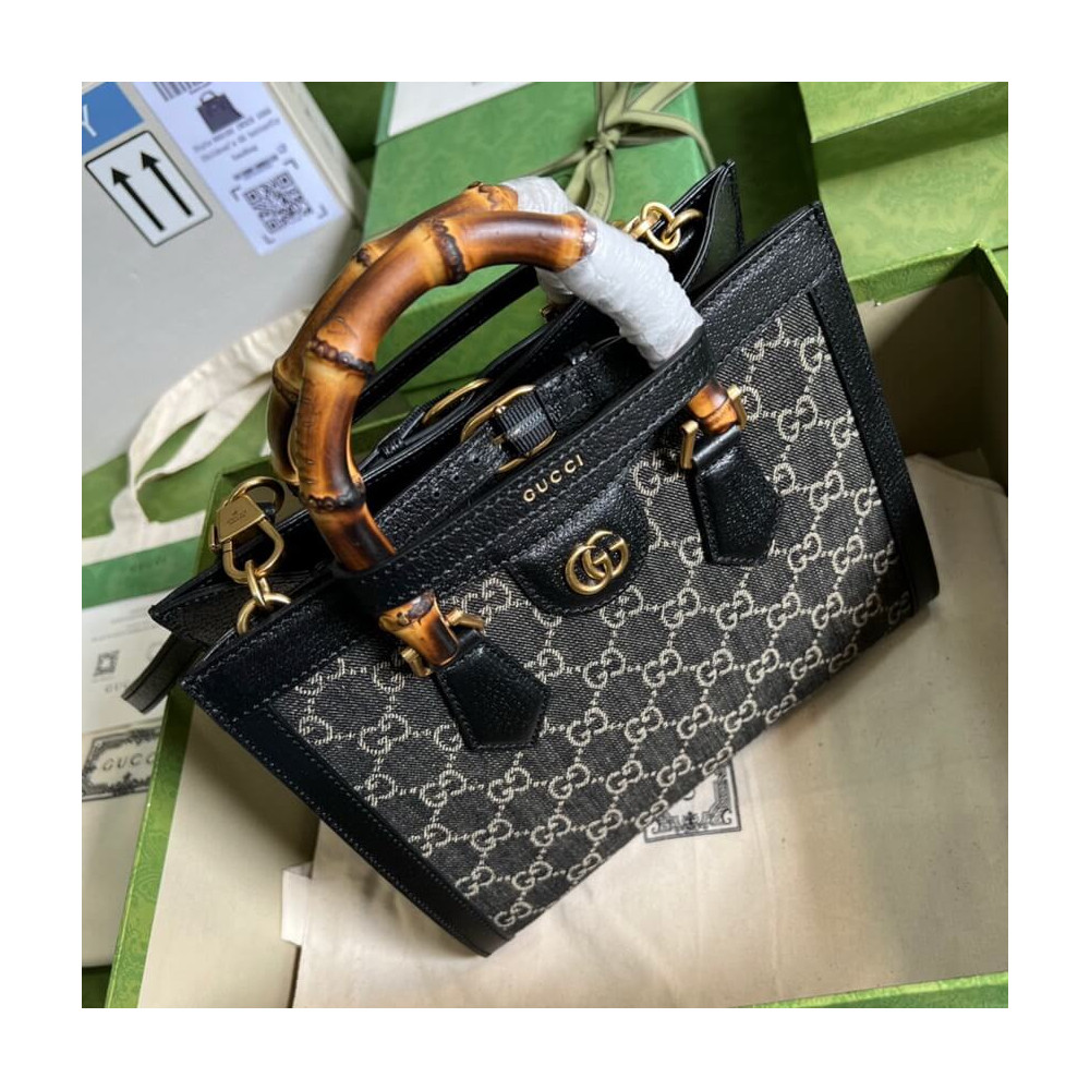 Gucci Diana Small Tote Bag 660195 in Black Denim