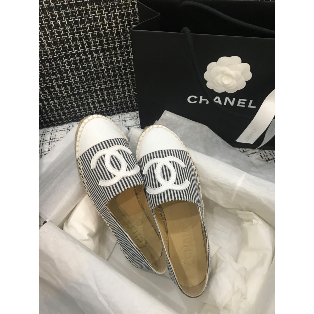 Chanel Tweed &amp; Patent Calfskin Espadrilles G29762