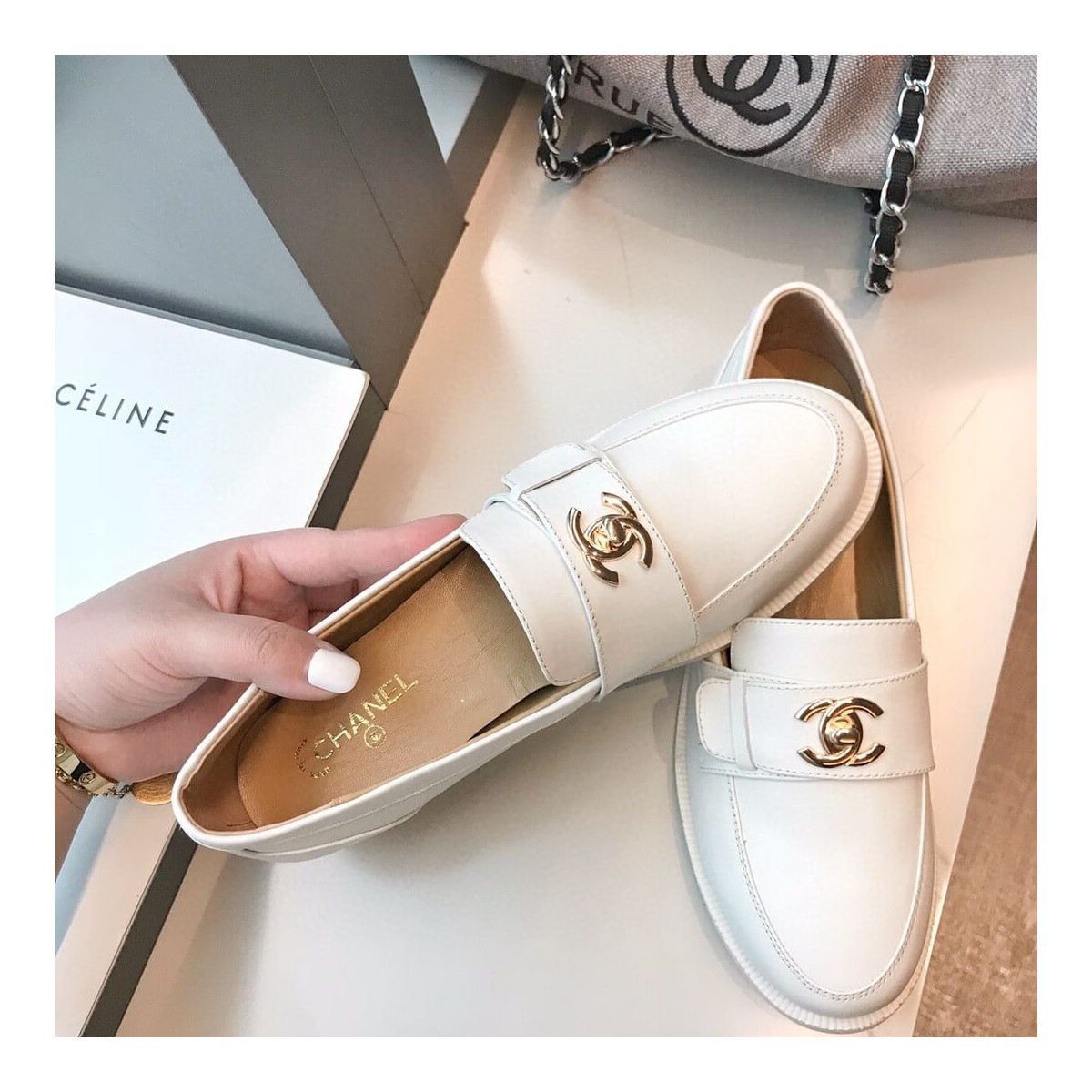 Chanel &#039;CC&#039; Turnlock Loafers And Leather Loafers G429295