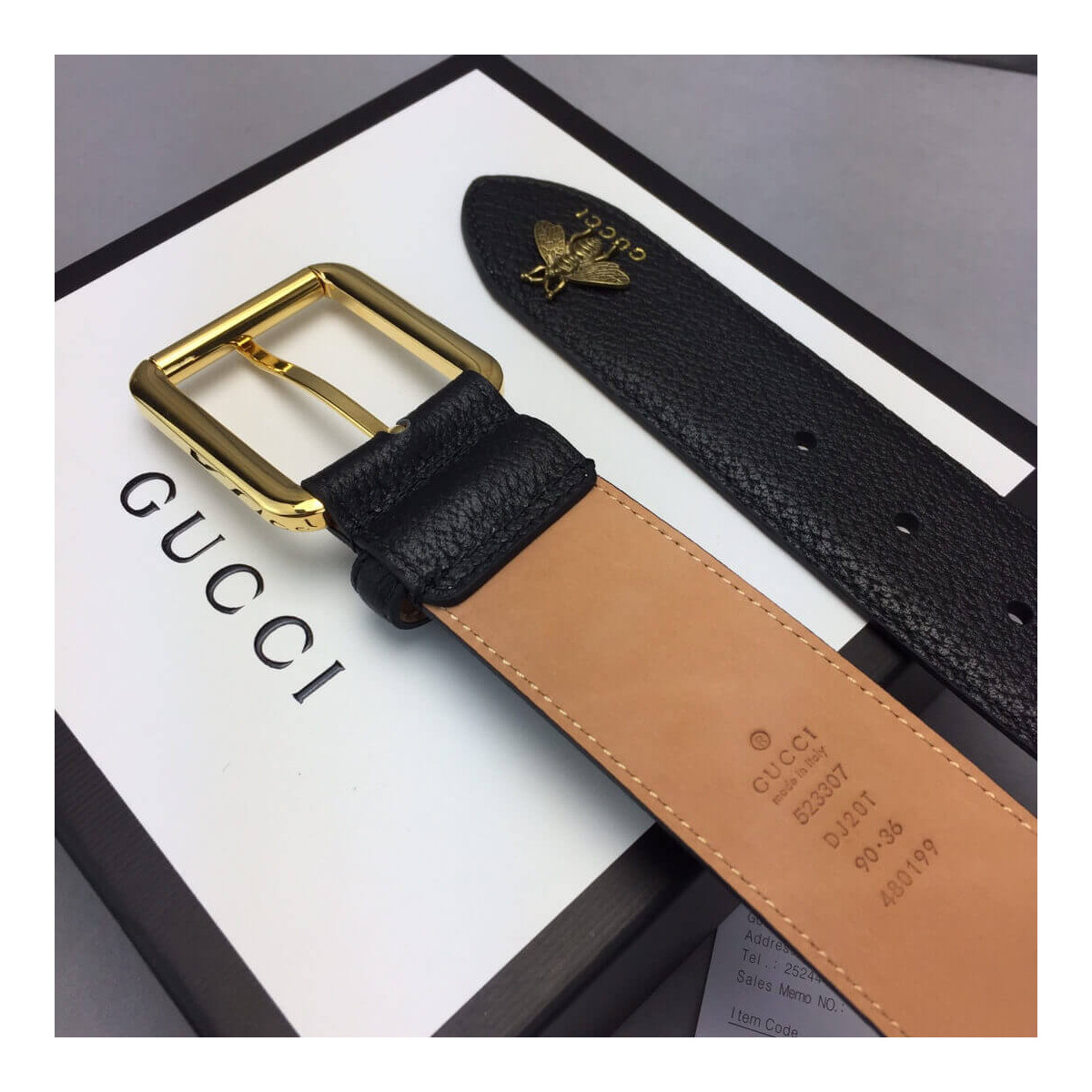 Gucci Leather Belt With Bee 40mm 523307