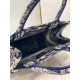 Christian Dior Small Book Tote Bag 26cm Toile De Jouy Embroidery Blue