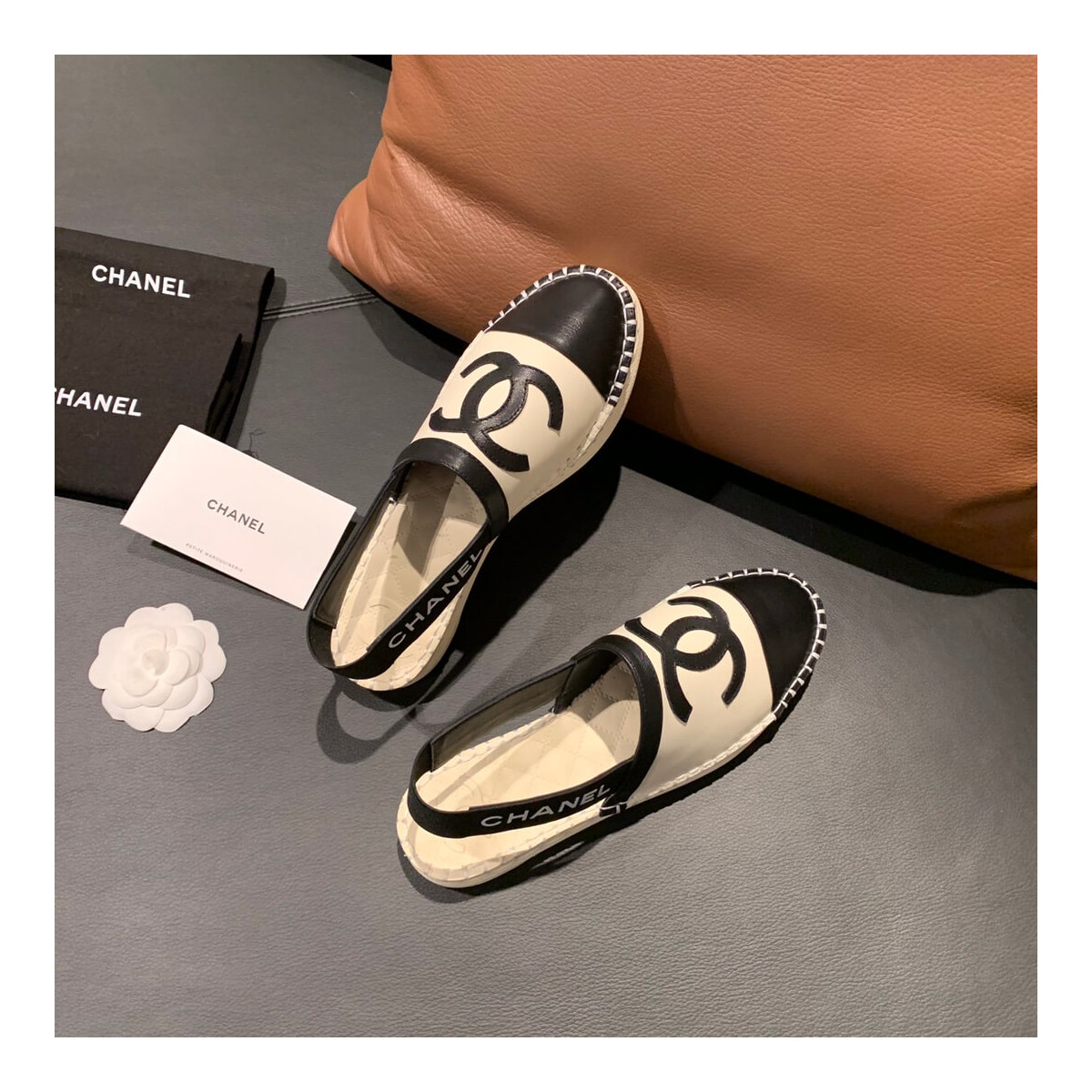 Chanel Slingback Espadrilles G34817 Beige/Black