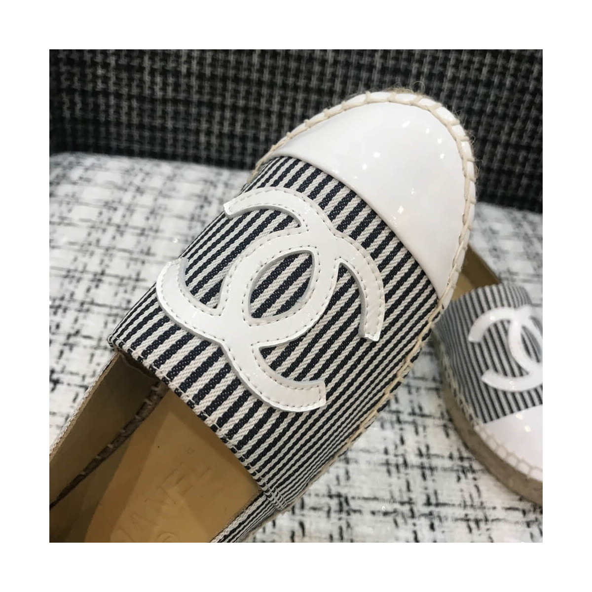 Chanel Tweed &amp; Patent Calfskin Espadrilles G29762