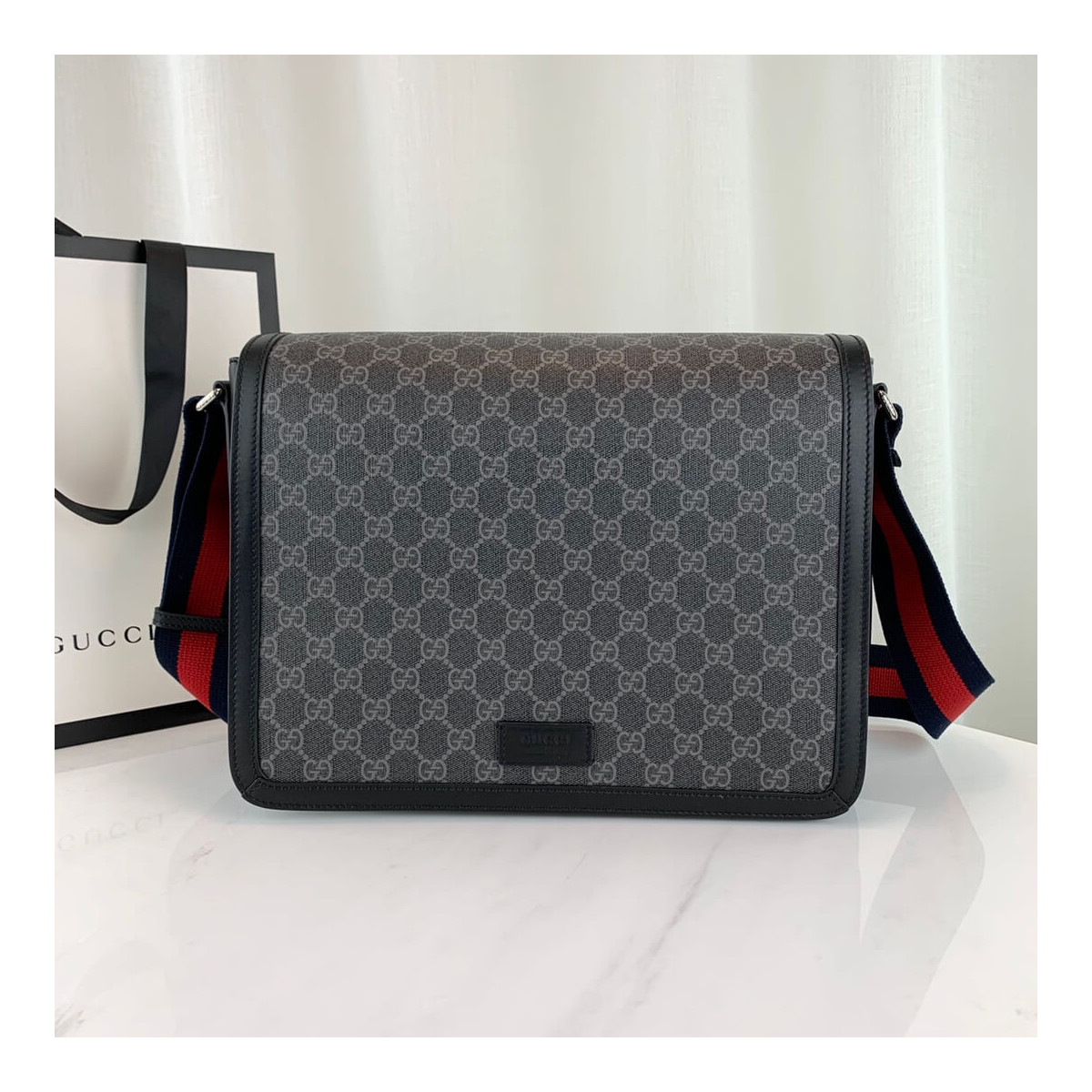 Gucci GG Black Flap Messenger 474138