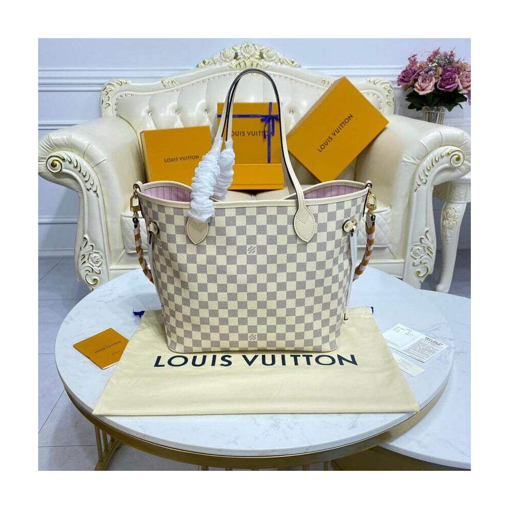 Louis Vuitton Damier Azur Neverfull MM N45295 Pink