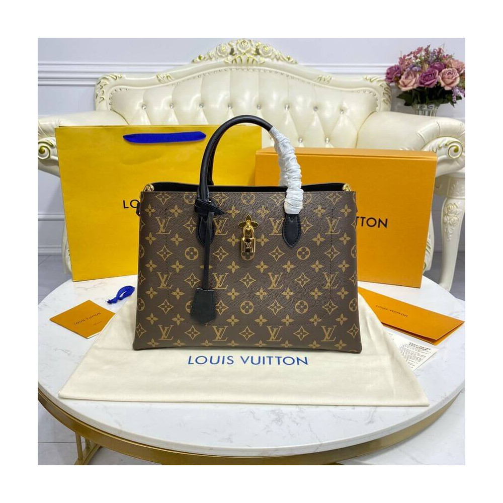 Louis Vuitton Monogram Canvas Flower Tote M43550 Black