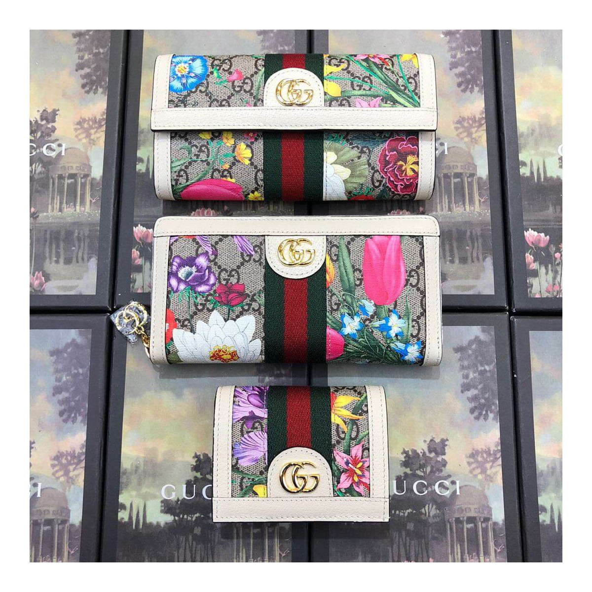 Gucci Ophidia GG Flora Card Case Wallet 523155