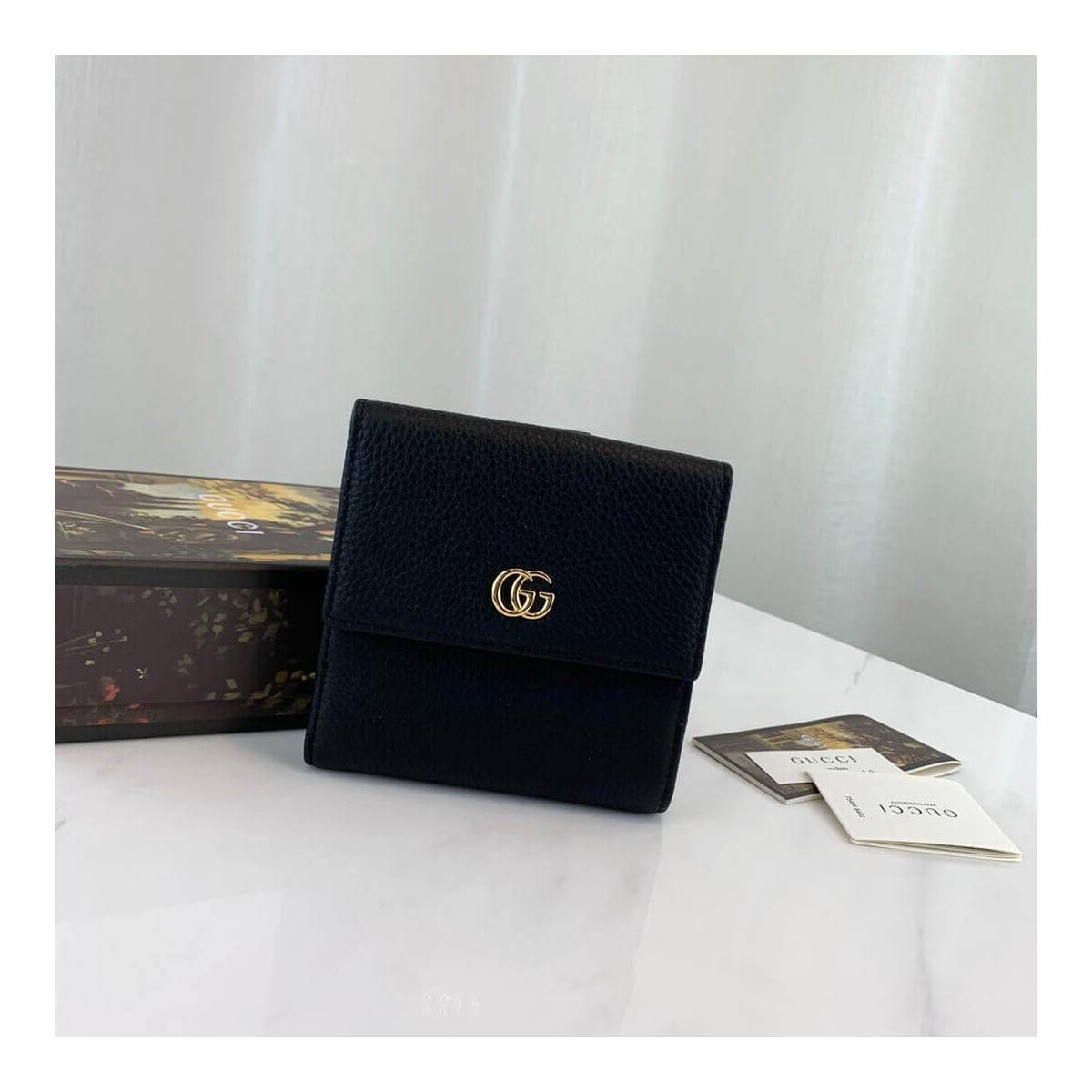 Gucci Leather French Flap Wallet 456122