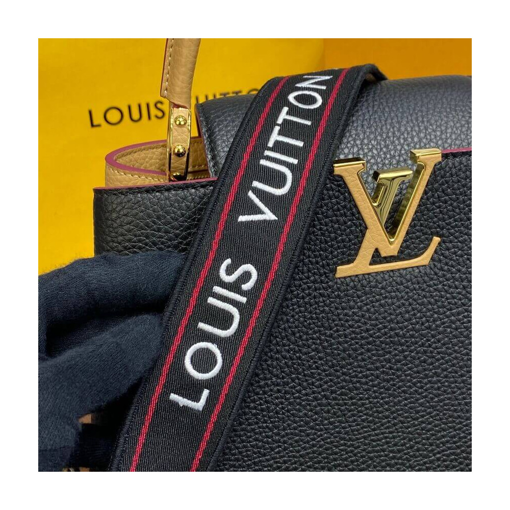 Louis Vuitton Capucines MM M58608 Black/Arizona Beige