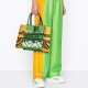 Christian Dior Medium Book Tote Bright Green and Orange D-Jungle Pop Embroidery M1296