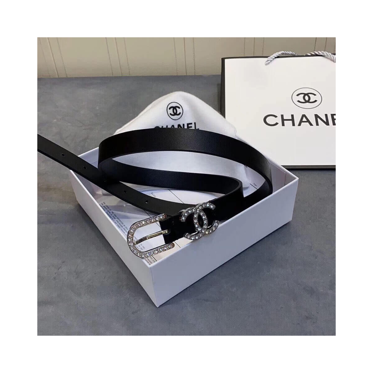 Chanel Double C Strass Buckle 20mm Belt AA6800