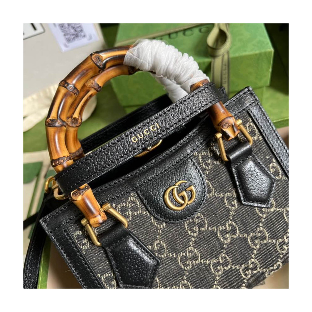 Gucci Diana Mini Tote Bag 655661 in Black Denim