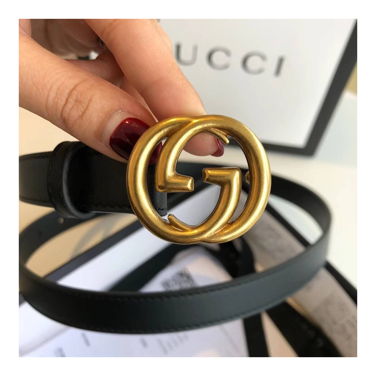 Gucci 20mm Leather Belt With Double G Buckle 409417