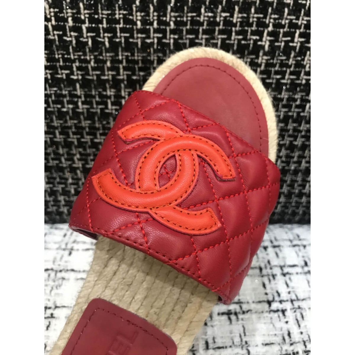 Chanel CC Quilted Mules G35604 Burgundy/Red