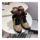 Gucci Trip GG Wool Combat Boots 583349 Beige