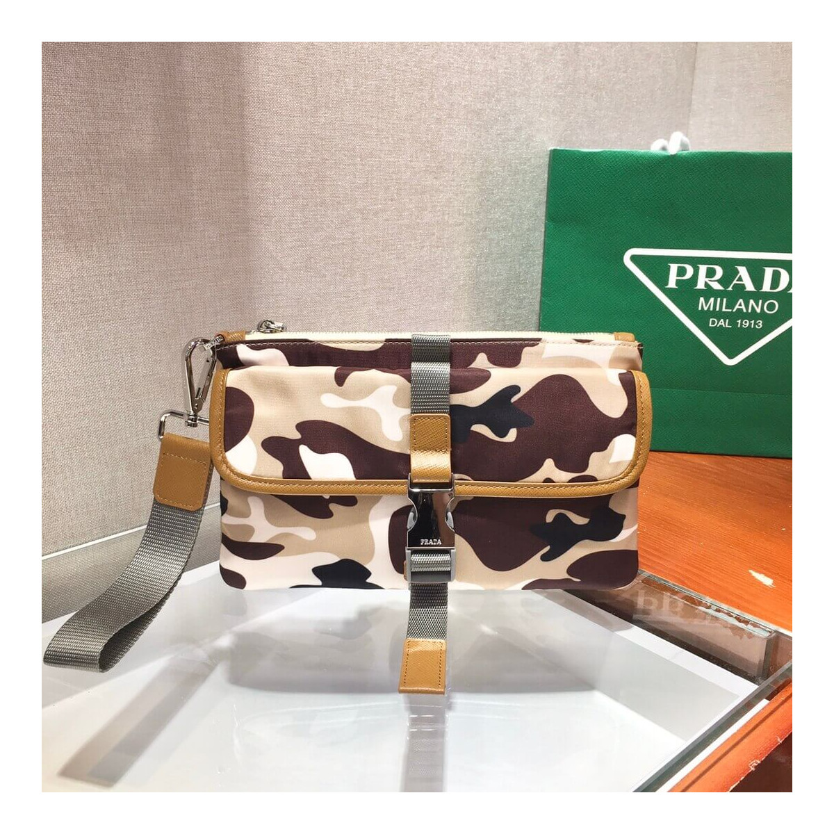 Prada Nylon Clutch Camouflage Print 2VH011