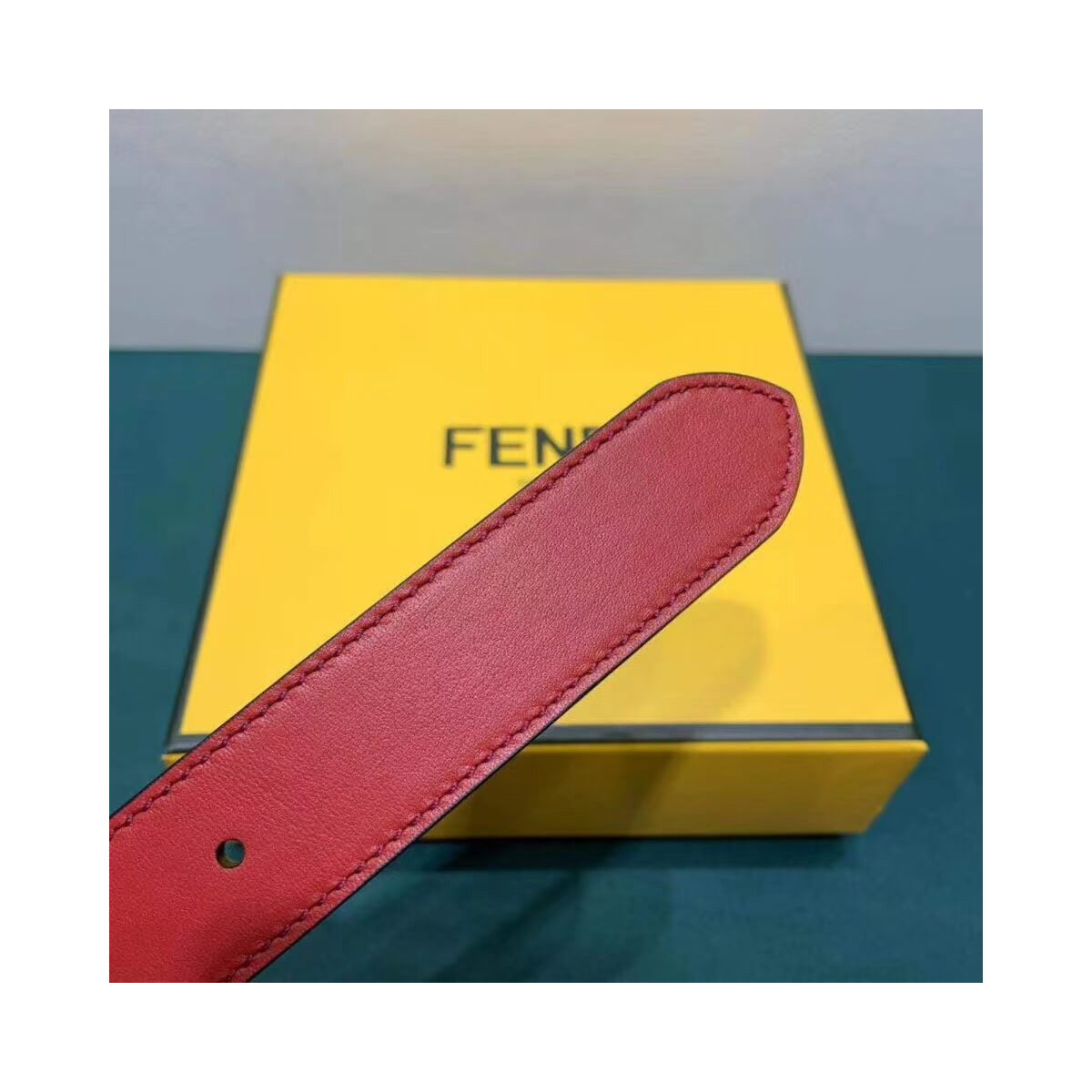 Fendi Baguette 30mm FF Buckle Belt 8C05311 Red