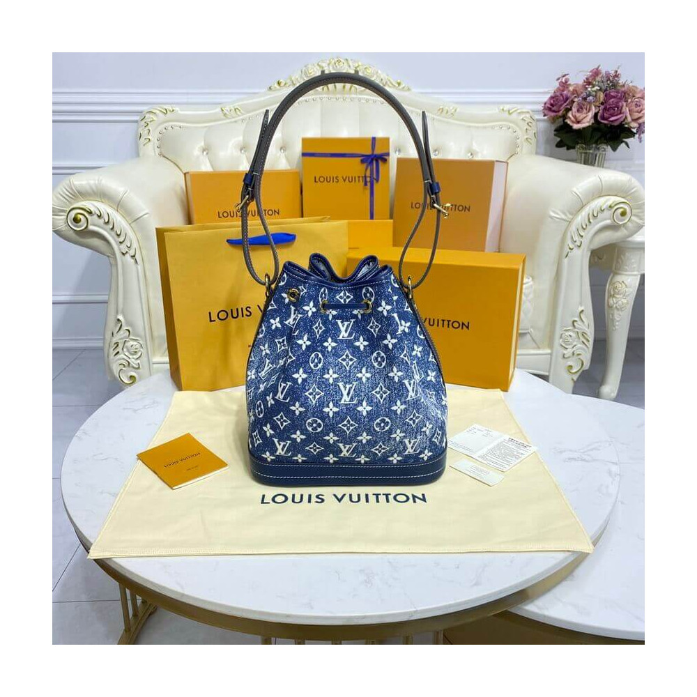 Louis Vuitton Denim Jacquard Textil Petit Noe M59606