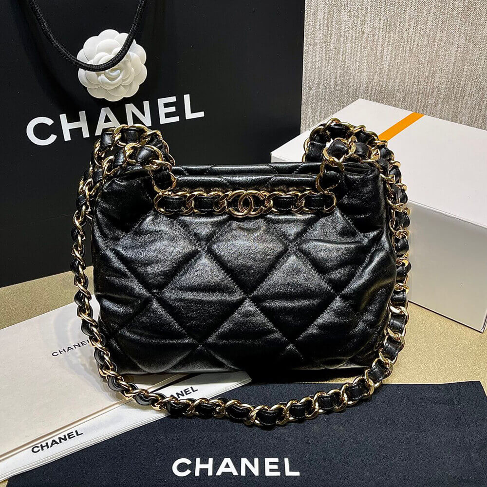 Chanel Small Tote in Black Lambskin AS3502