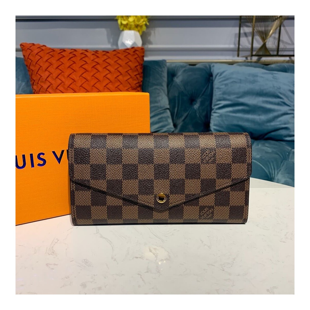 Louis Vuitton Damier Ebene Sarah Wallet N63209