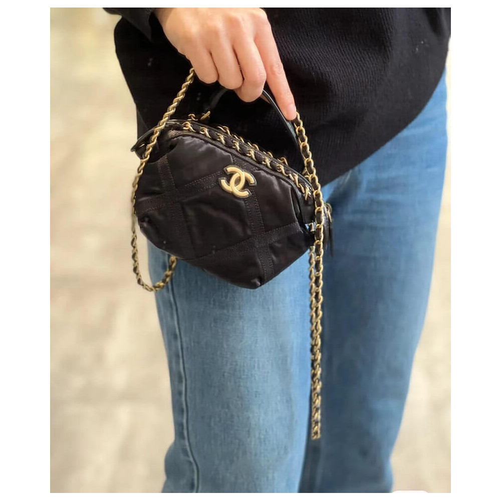 Chanel Clutch With Chain in Nylon Grosgrain AP2669 Black