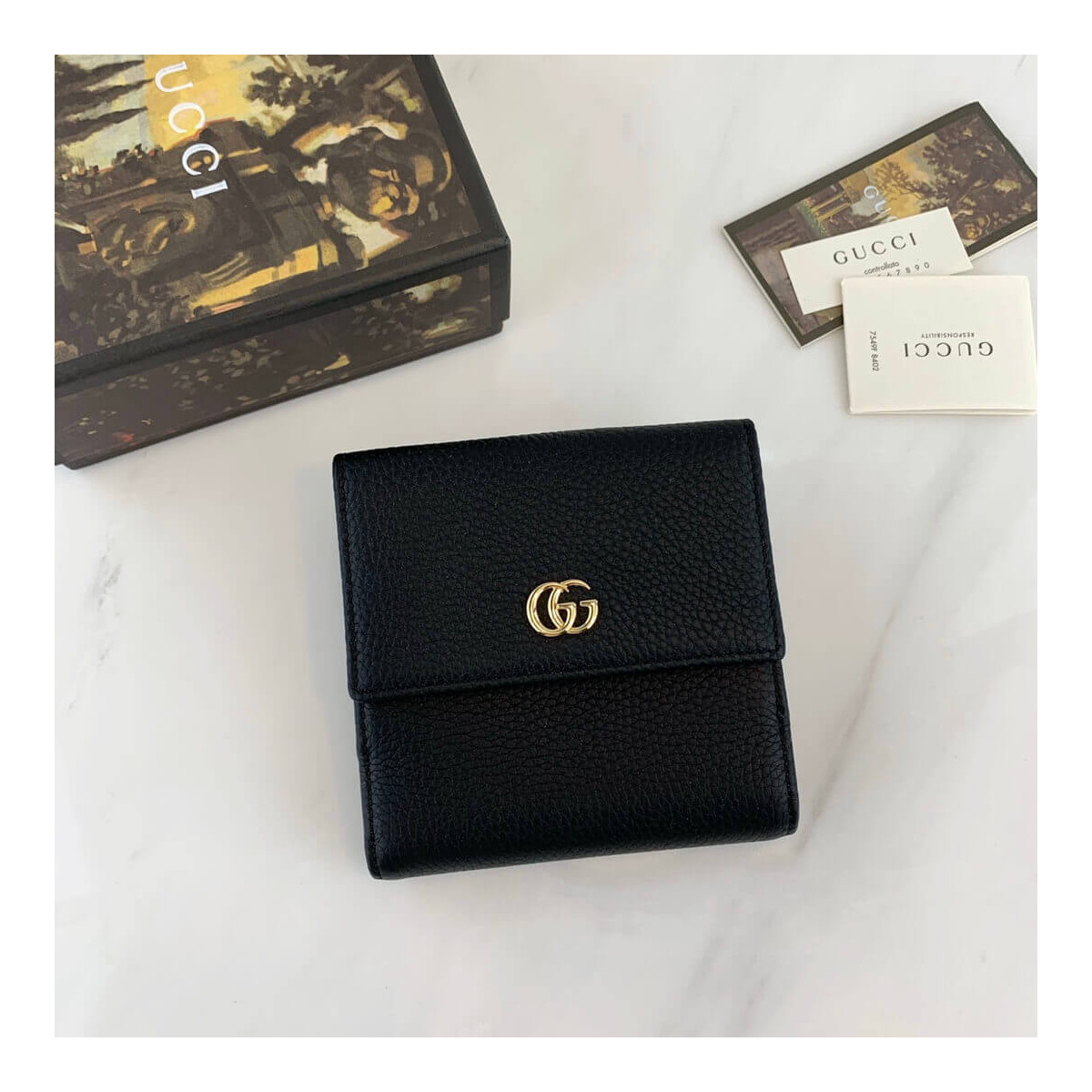 Gucci Leather French Flap Wallet 456122