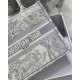 Christian Dior Small Book Tote Bag 26cm Toile De Jouy Reverse Embroidery Grey