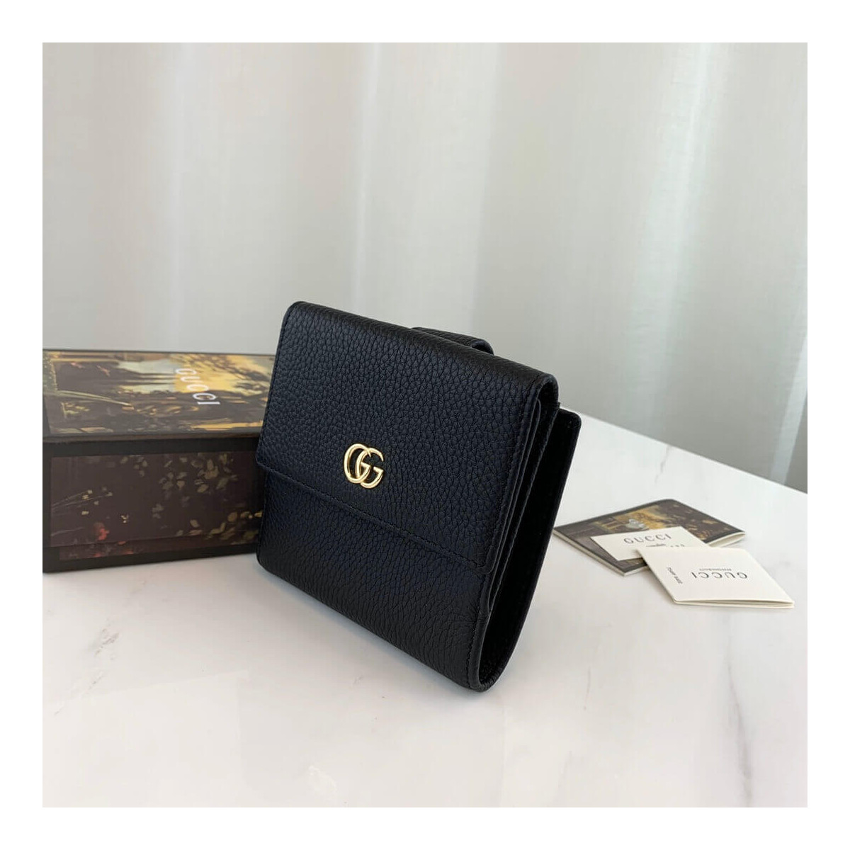 Gucci Leather French Flap Wallet 456122