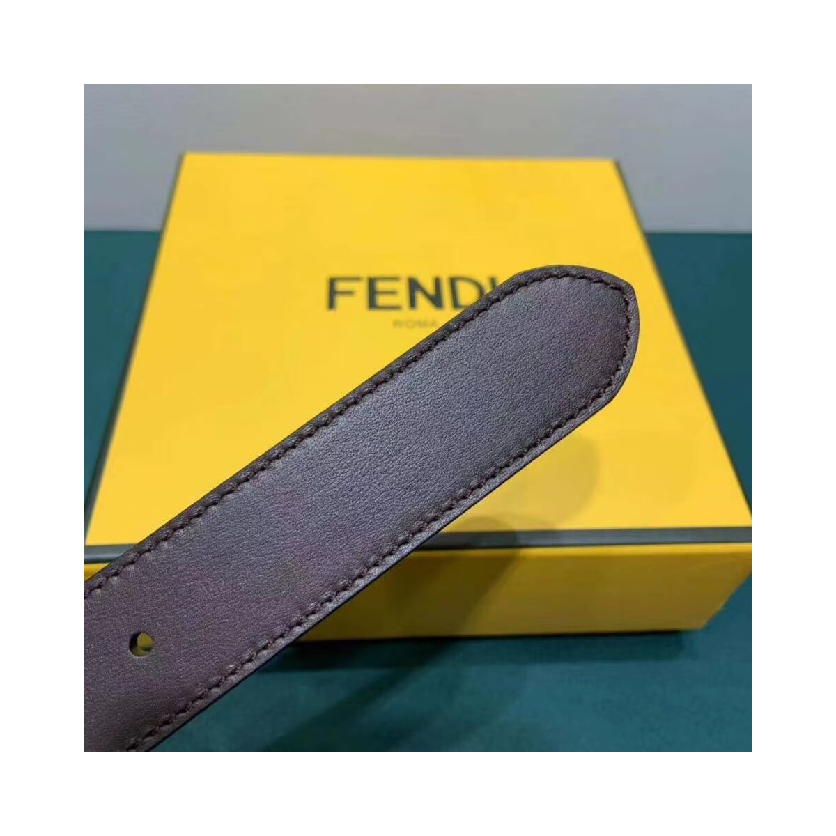 Fendi Baguette 30mm FF Buckle Belt 8C05311 Dzrk Coffee