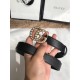 Gucci 20mm Leather Belt With Pearl Double G 453260