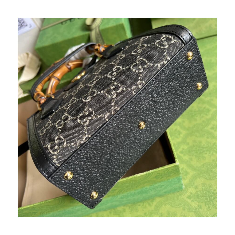 Gucci Diana Mini Tote Bag 655661 in Black Denim