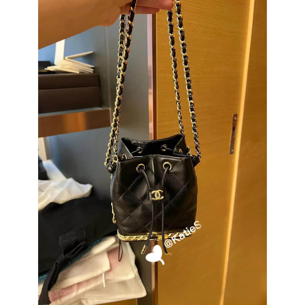 Chanel Small Bucket with Chain in Lambskin AP2750