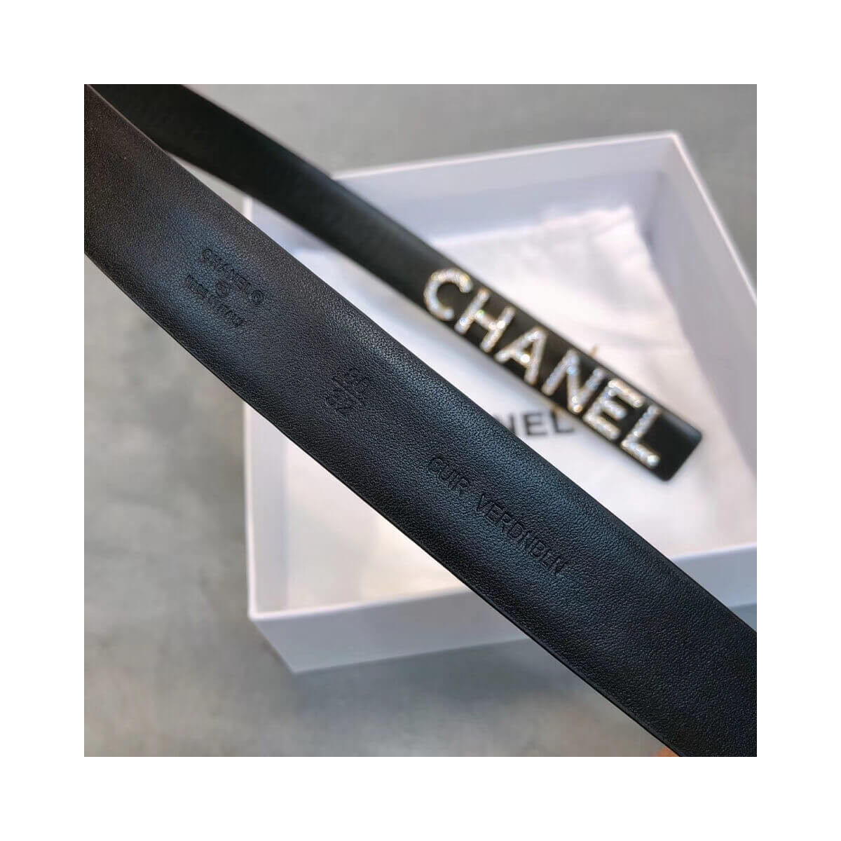 Chanel Calfskin Strass Logo Belt AA6700