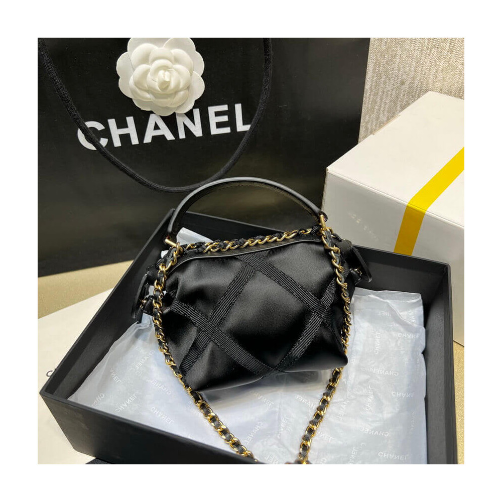 Chanel Clutch With Chain in Nylon Grosgrain AP2669 Black