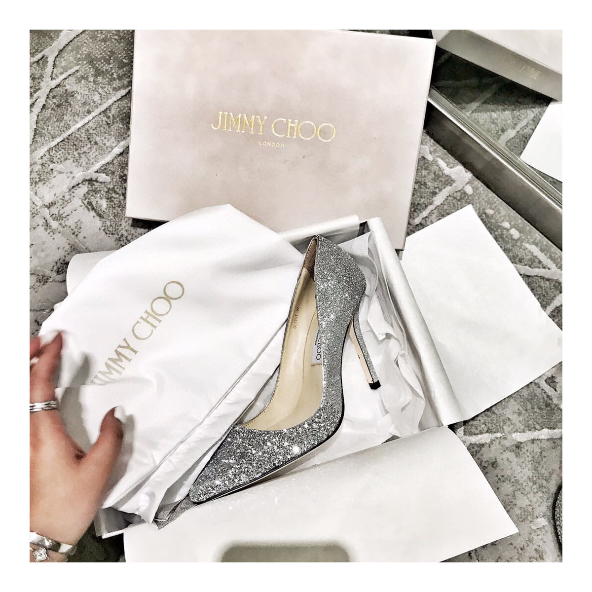 Jimmy Choo 95mm Rainbow Glitter Fabric Pump