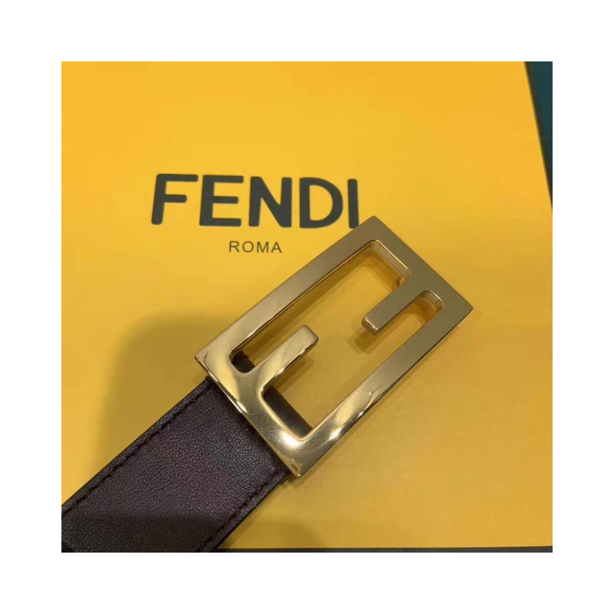 Fendi Baguette 30mm FF Buckle Belt 8C05311 Dzrk Coffee