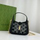 Gucci Jackie 1961 Mini Crystal GG Lizard Bag 677027 Black