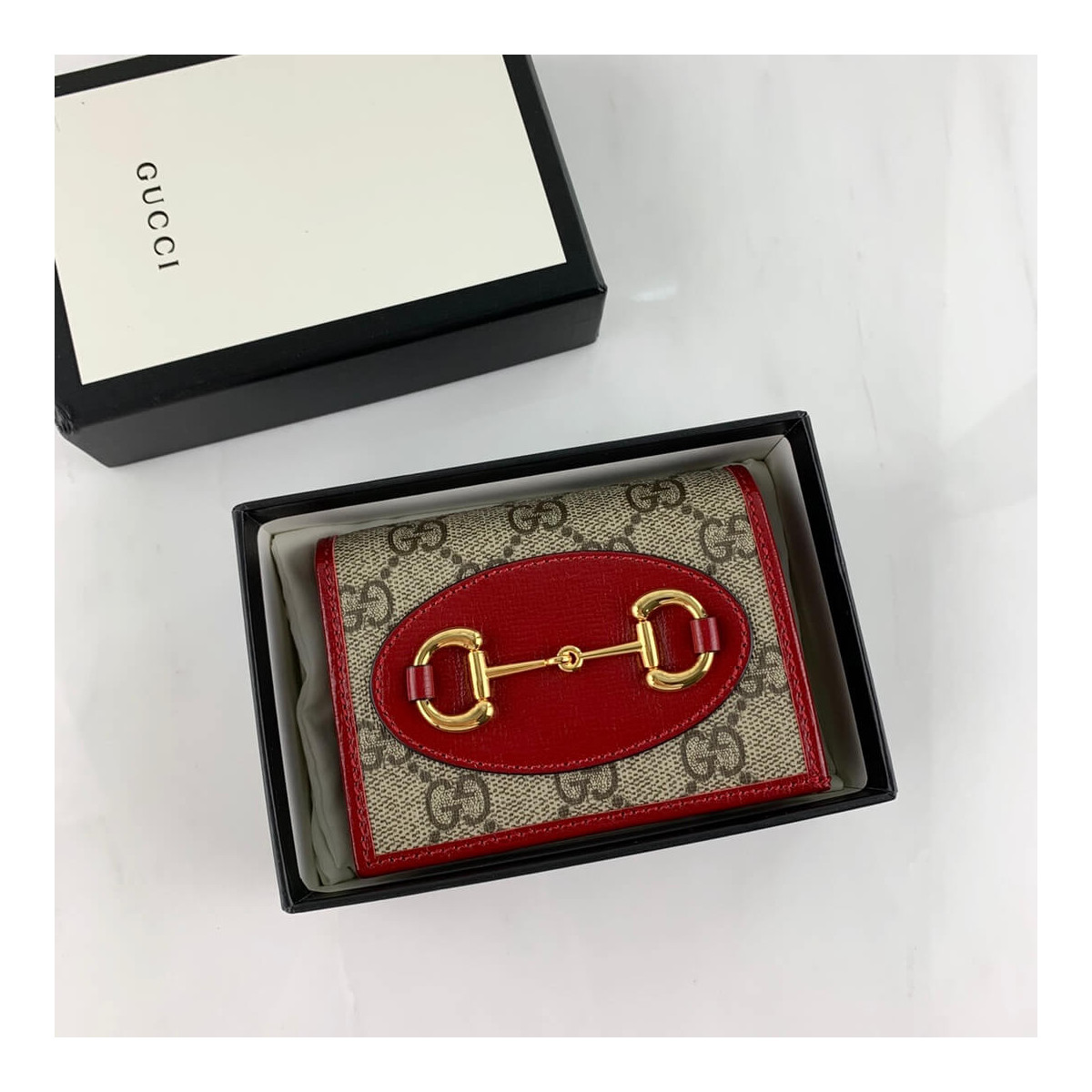 Gucci 1955 Horsebit GG Canvas Card Case Wallet 621887