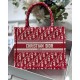 Christian Dior Small Book Tote Bag 26cm Oblique Embroidery Red