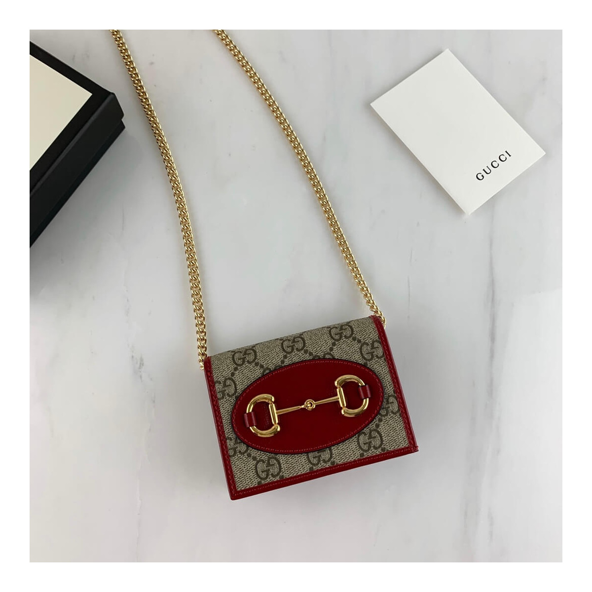 Gucci 1955 Horsebit GG Supreme With Chain Wallet 623180