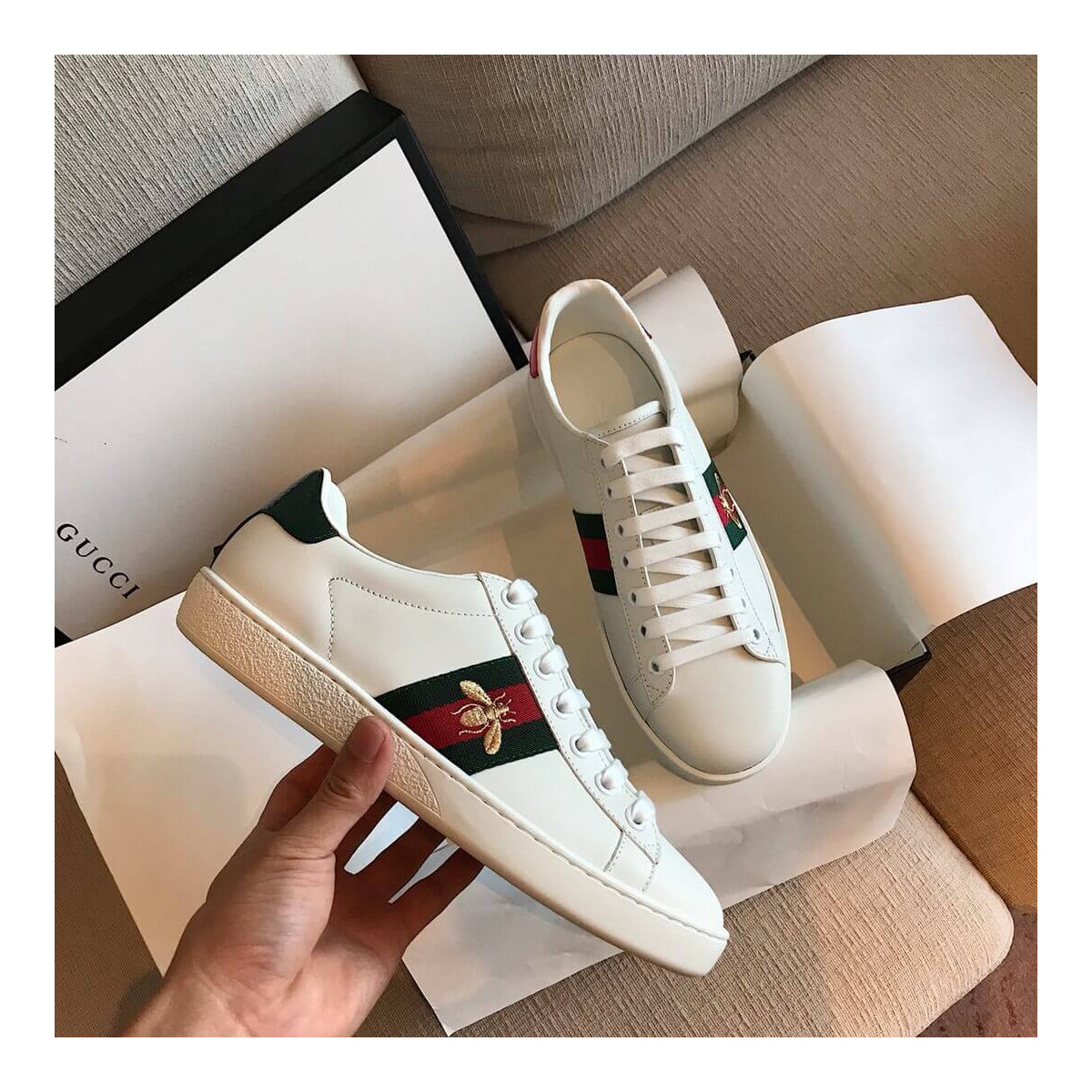 Gucci Ace Bee Embroidered Sneaker 431942