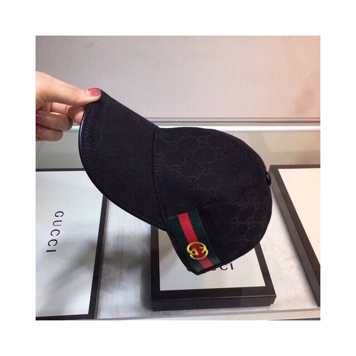 Gucci Original GG Canvas Baseball Hat With Web 200031