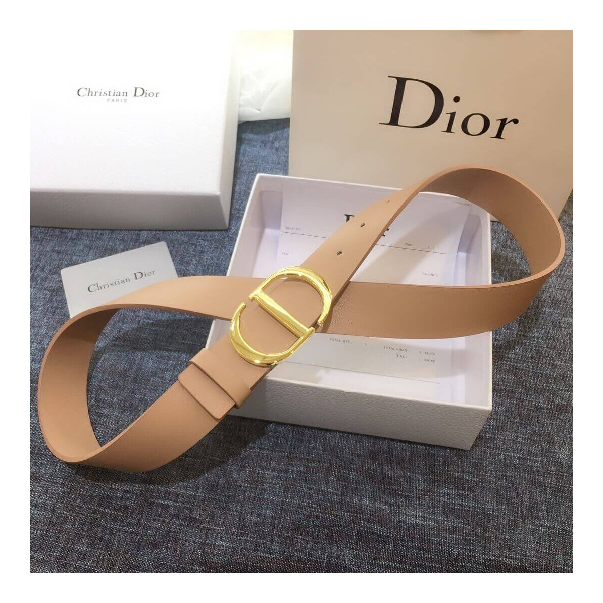 Christian Dior Nude Leather 30 Montaigne Belt B0077