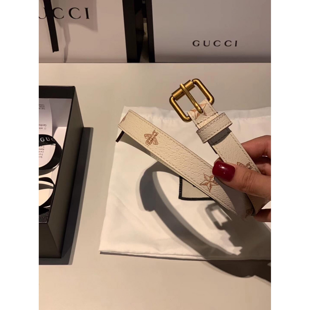 Gucci Belt With Bees And Stars Print 576178