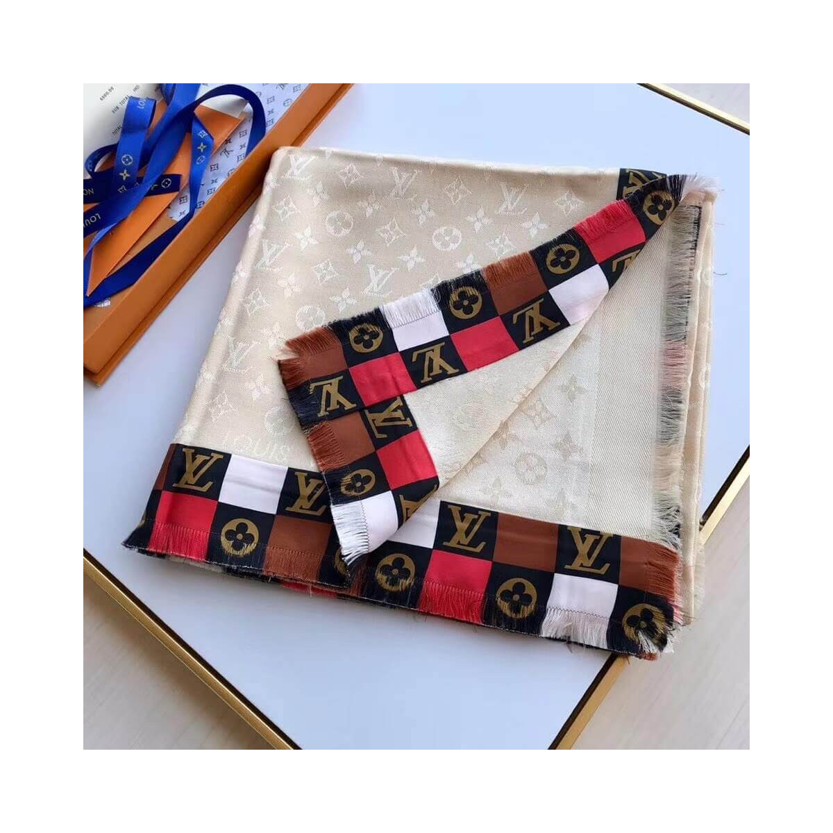 Louis Vuitton Monogram Check Shawl M68644 M68645