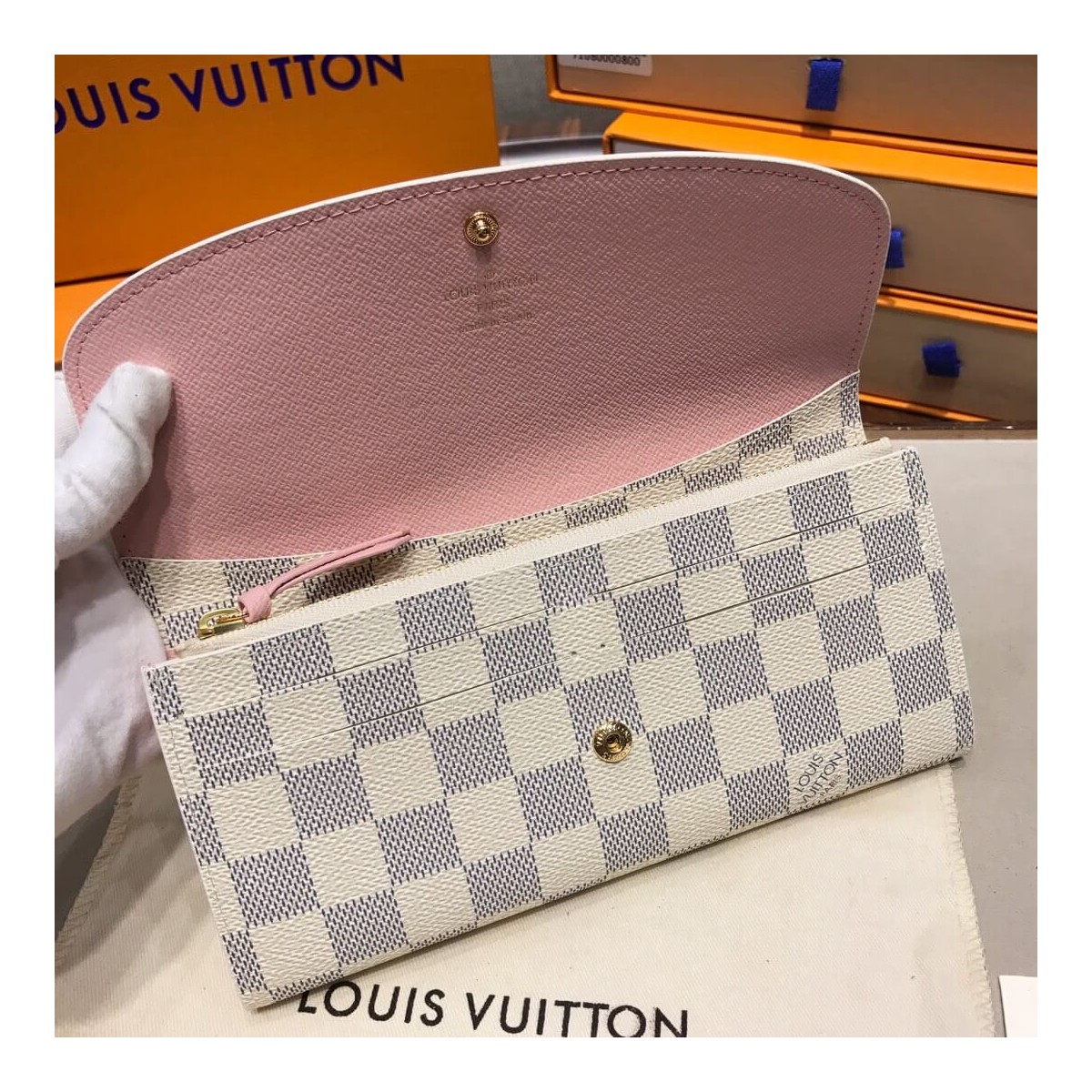 Louis Vuitton Damier Azur Canvas Emilie Wallet N41625