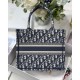 Christian Dior Small Book Tote Bag 26cm Oblique Embroidery Blue