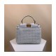 Fendi Peekaboo Iconic Mini Leather Interlace Bag 2031 White